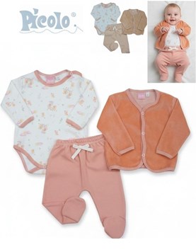 Conj 3u body pantalon - saquito, interlock y plush. Picolo