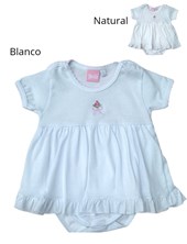 BODY VESTIDO PARA BEBA CON VOLADO Y PICOT. PICOLO