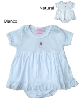 BODY VESTIDO PARA BEBA CON VOLADO Y PICOT. PICOLO