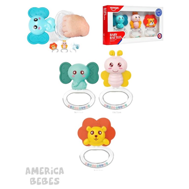 HE0135 SET X3 SONAJEROS CRISTAL ANIMALES CON BOLITAS HUANGER