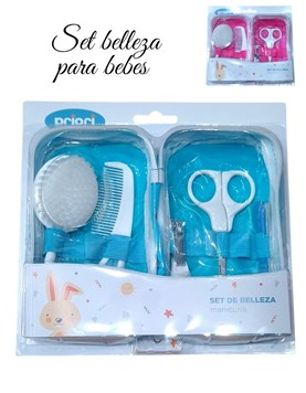 SET CUIDADOS BEBÉ CON ESTUCHE. LIMA, TIJERA, CEPILLO, PEINE Y ALICATE COLORES SURTIDOS. PRIORI.