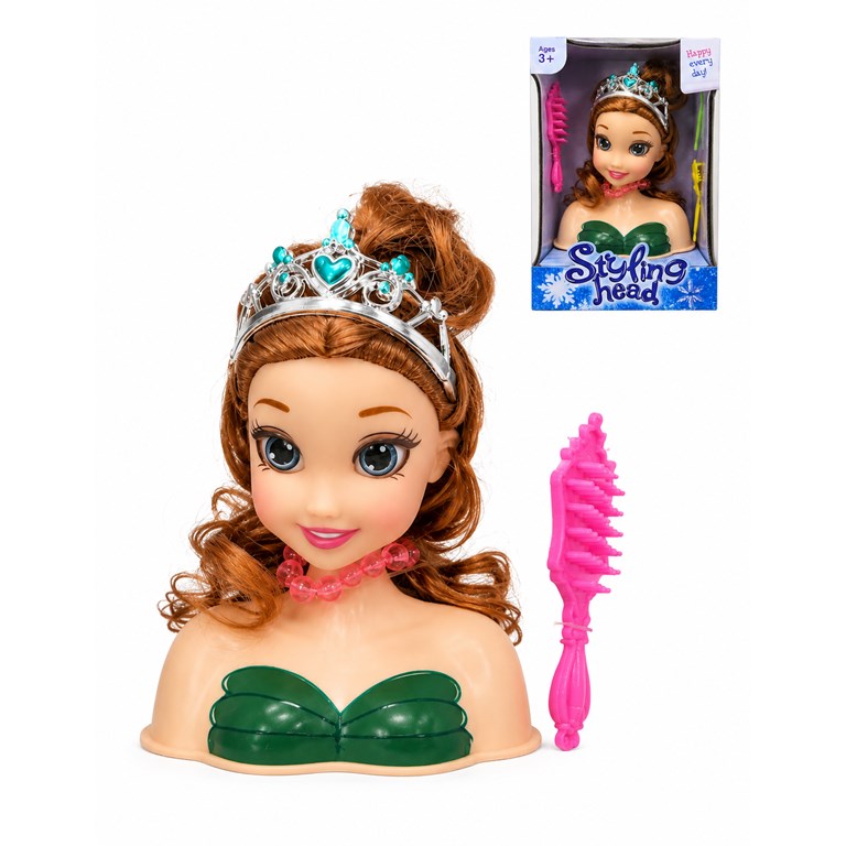 JU0165 CABEZA DE PEINADO DE PRINCESA CON ACCESORIOS. PRIORI