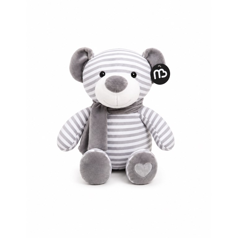 PELUCHE RAYADO CON BUFANDA 28CM OSO GRIS. PRIORI