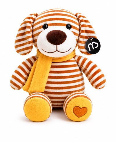 PELUCHE RAYADO C/BUFANDA 28CM OSO BEIGE. PRIORI