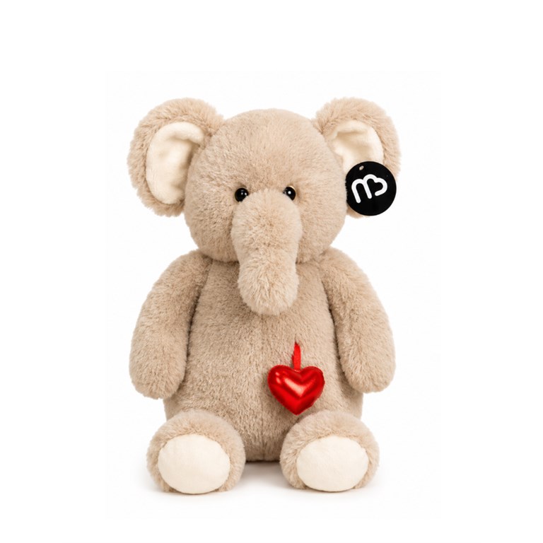 PELUCHE 27CM ELEFANTE CORAZON BEIGE. PRIORI