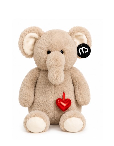 PELUCHE 27CM ELEFANTE CORAZON BEIGE. PRIORI