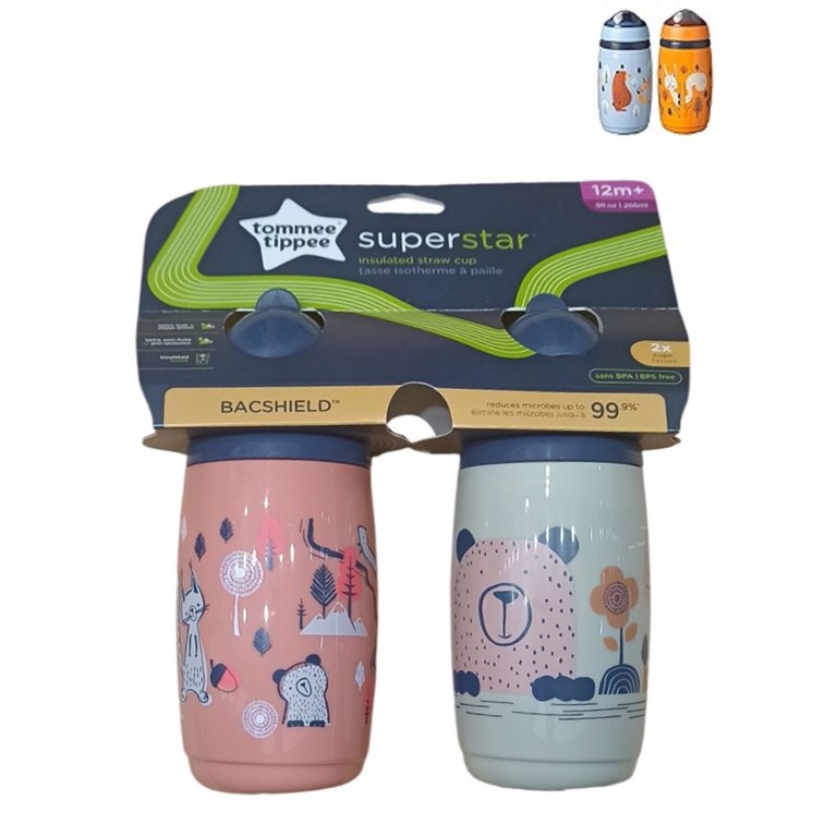 VASO 260 ML STRAW CUP SUPER STAR X2. TOMMEE TIPPEE