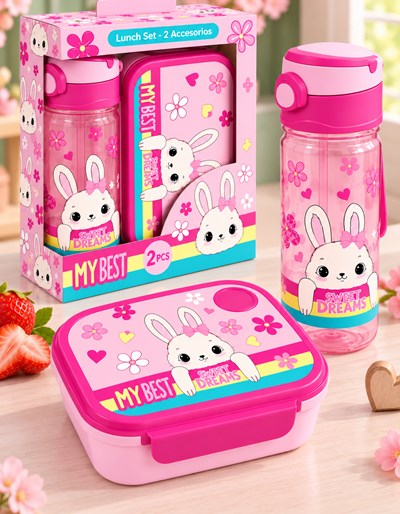 LONCHERA PP 800ML Y CANTIMPLORA PP 500ML SWEET DREAM. PRIORI