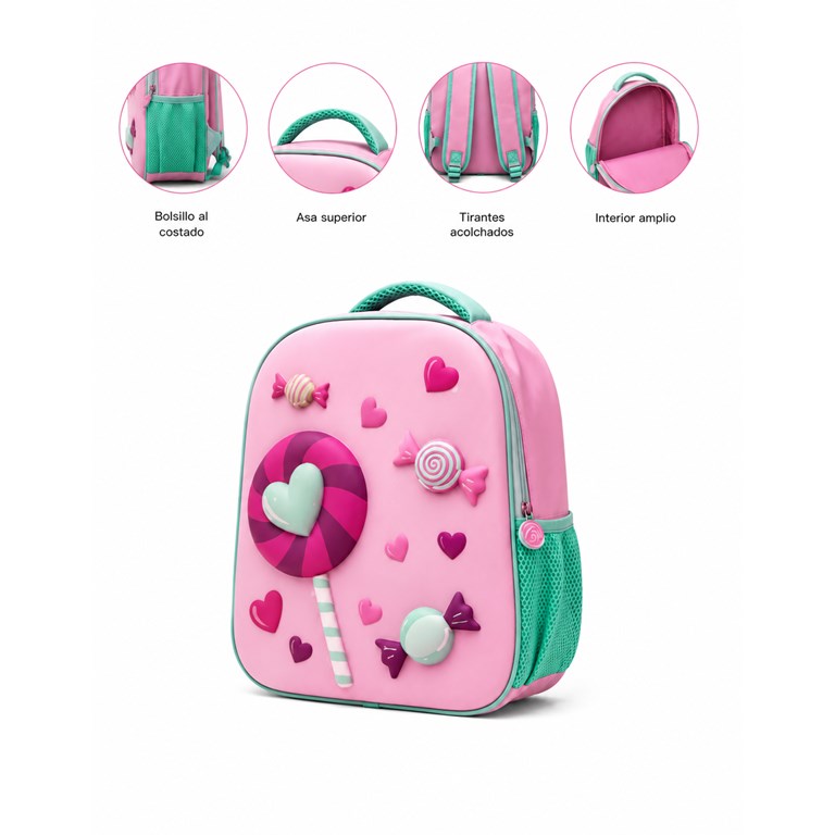 MOCHILA 26X10X32 1 BOLSILLO 3D EVA CANDY. PRIORI