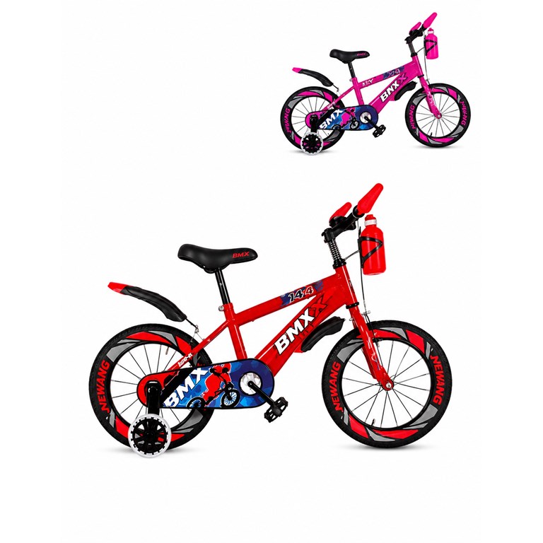 Bicicleta rodado 14 con rueditas. Colores: Roja o Rosa. Priori
