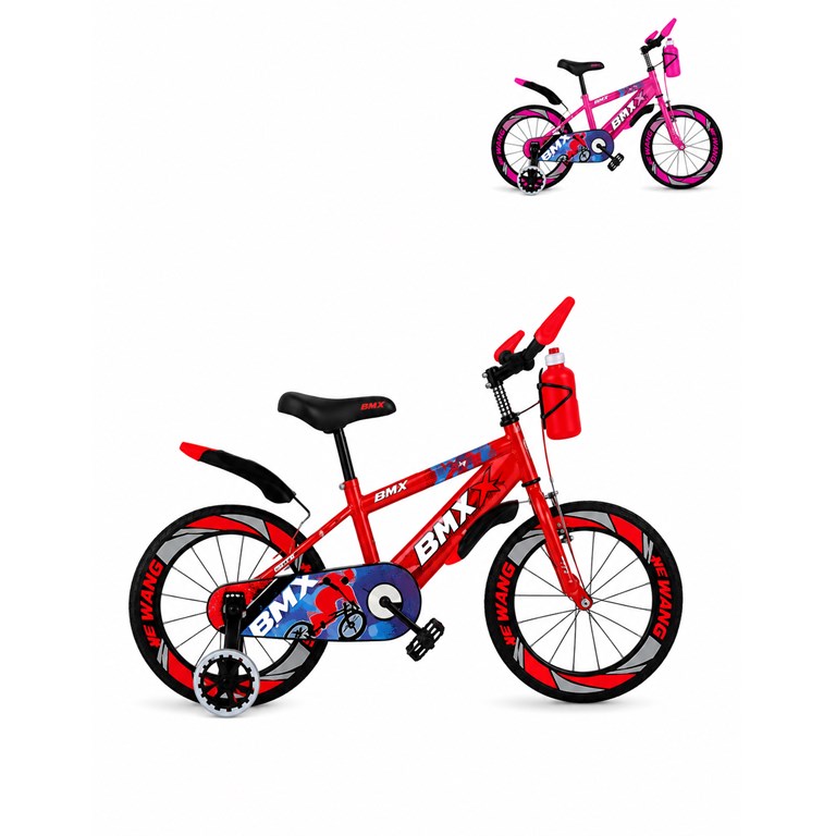 Bicicleta rodado 16 con rueditas. Colores: Roja o Rosa. Priori