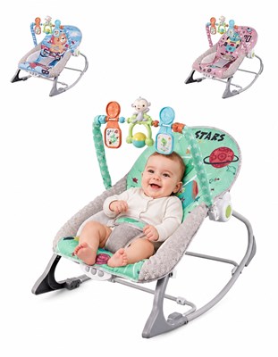SILLA MECEDORA CON BARRA DE JUGUETES - MÚSICA Y VIBRACIÓN - 3 POSICIONES. PRIORI