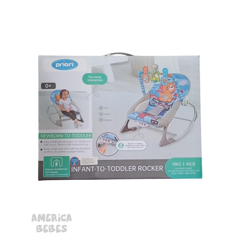 SILLA MECEDORA LEON CON BARRA DE JUGUETES - MUSICA Y VIBRACION - 3 POSICIONES PRIORI