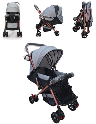 COCHE CUNA manija reversible, caños dorados, 2 posociones de reclinado, peso máximo 15 kg. Priori