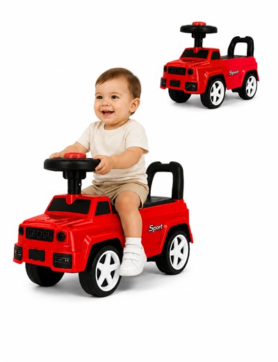 ANDARIN ROJO FORMA DE AUTO, CON RESPALDO Y  4 RUEDAS. PRIORI