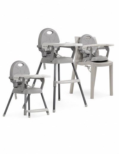 SILLA DE COMER GRIS 3 EN 1, BANDEJA FRONTAL, PUEDE UTILIZARSE COMO SILLA ALTA, BAJA O DESMONTABLE. PRIORI