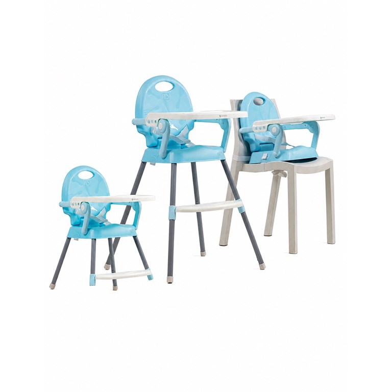 SILLA DE COMER AZUL 3 EN 1 . BANDEJA FRONTAL, PUEDE UTILIZARSE COMO SILA ALTA, BAJA O DESMONTABLE. PRIORI