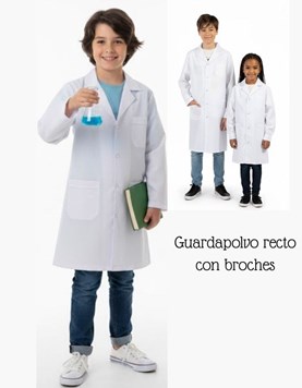 Guardapolvo recto CON BROCHE METAL. Colegial.