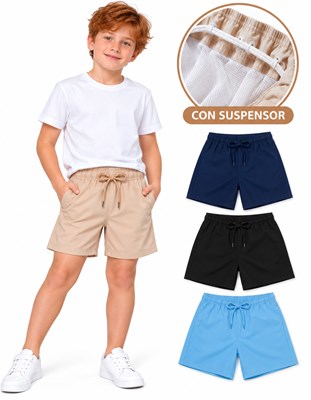 TE119116-BF Short baño liso IMPORTADO PREMIUM con suspensor y elastico. Presentado en bolsa pack de regalo. Labendel