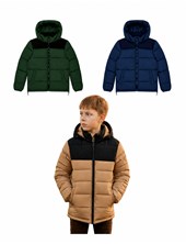Campera combinada varon revestida en piel, interior relleno con guata calidad premium importada. Colores: Camel - Marino - Verde oscuro