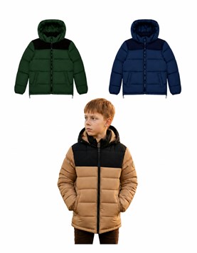 Campera combinada varon revestida en piel, interior relleno con guata calidad premium importada. Colores: Camel - Marino - Verde oscuro
