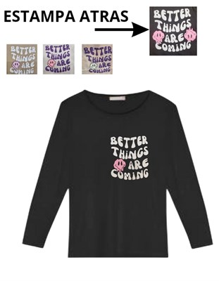 REMERA MANGA LARGA NENA ESTAMAPA DELANTE  Y ESPALDA. 'CARITA'. PICANTE