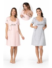 Camison maternal de jersey con mañanita y taza de lactancia mom mode