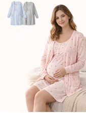 Camison maternal de jersey y mañanita con hojitas