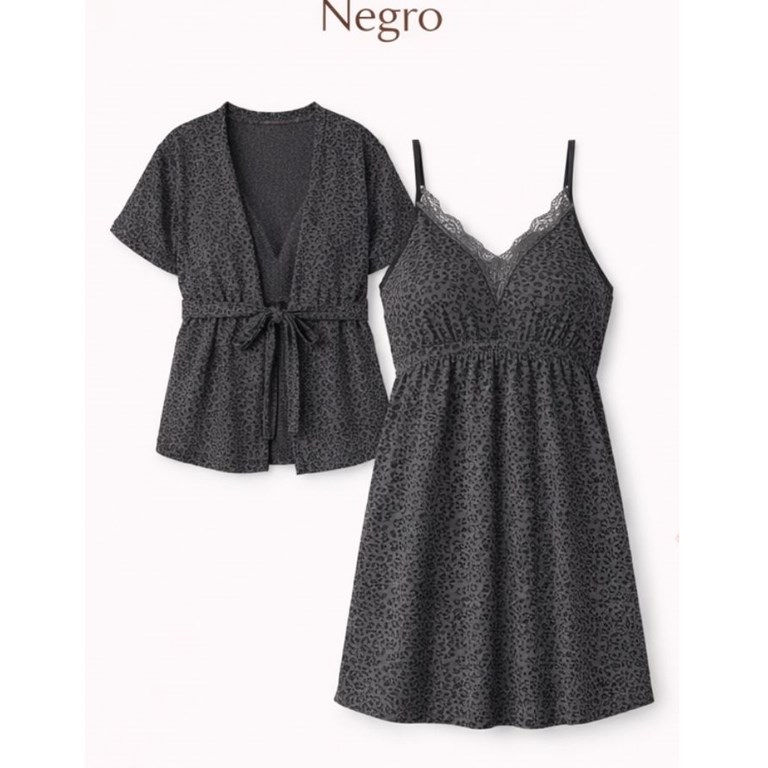 Camison maternal de viscosa con mañanita y taza de lactancia animal print