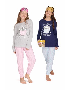 Pijama de jersey con estampa que brilla en la oscuridad linea popcorn