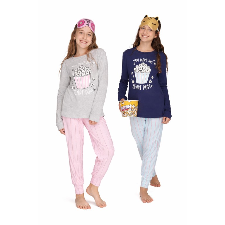 Pijama de jersey con estampa que brilla en la oscuridad linea popcorn