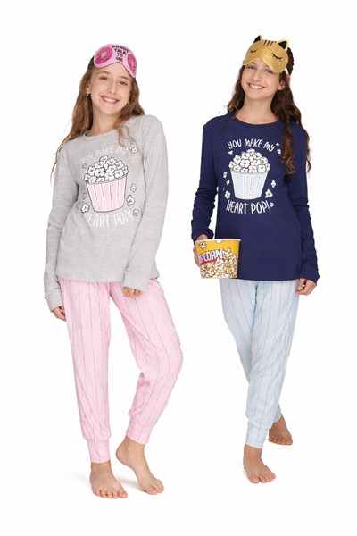 Pijama de jersey con estampa que brilla en la oscuridad linea popcorn