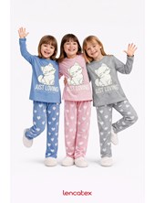 Pijama de jersey con aplique de peluche linea gatito