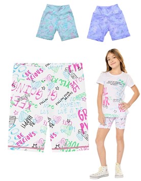 Calza tipo biker de nena en microfibra estampada con cintura ancha.Posto