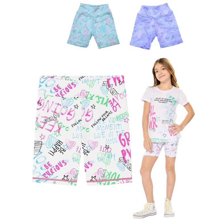 Calza tipo biker de nena en microfibra estampada con cintura ancha.Posto
