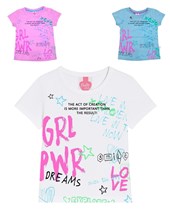 Remera de nena algodon estampada girl power posto