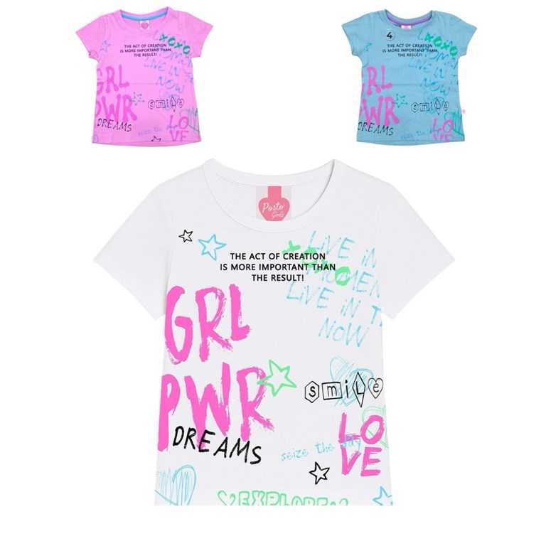 Remera de nena algodon estampada girl power posto