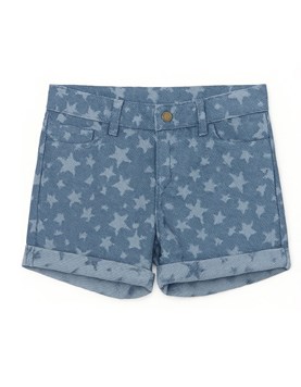 Short para nena de jean estampado estrellas.Posto