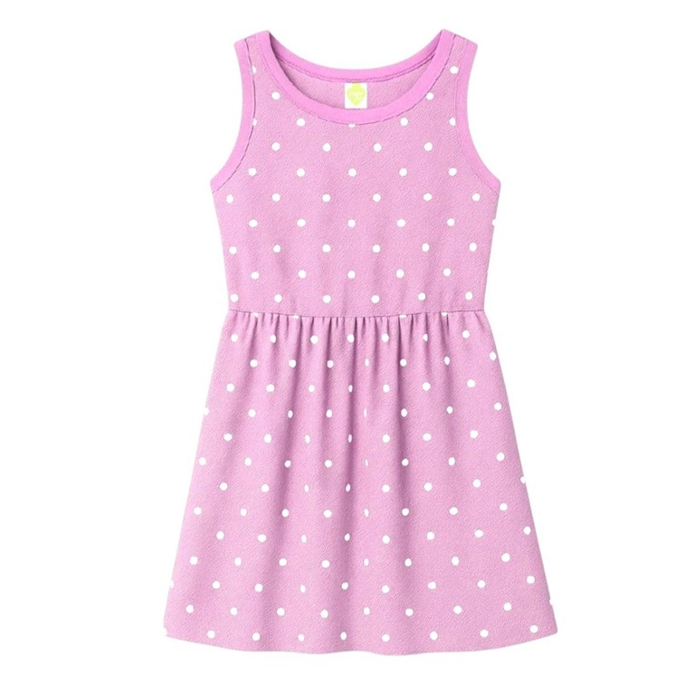 Vestido de algodon con lycra estampa lunares para nena. Posto
