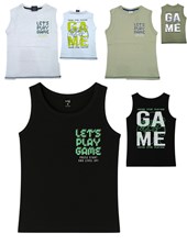 Musculosa nene de algodon estampado lets play game. Posto