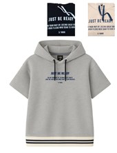 Buzo de nene rustico manga costa con capucha ajustable estampada. Posto