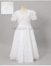 VESTIDO DE COMUNION PARA NENA PECHERA CON PERLAS Y CINTURON CON MOÑO EVA CREACIONES