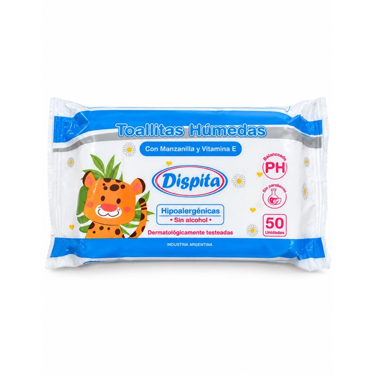TOALLITAS HUMEDAS ULTRA GRUESAS X 50 UNIDADES. DISPITA