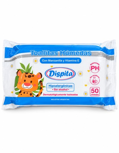 TOALLITAS HUMEDAS ULTRA GRUESAS X 50 UNIDADES. DISPITA