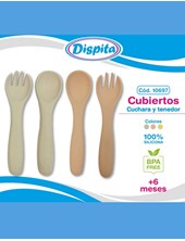 JUEGO DE CUBIERTOS DE SILICONA, CUCHARA Y TENEDOR. DISPITA