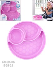 PLATO SILICONA CON DIVISIONES ROSA 12 MESES + CHICCO