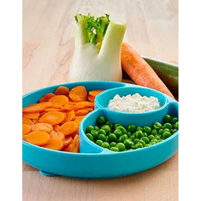 PLATO SILICONA CON DIVISIONES CELESTE 12 MESES + CHICCO
