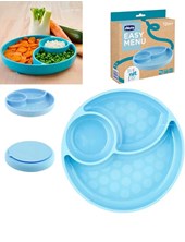 PLATO SILICONA CON DIVISIONES CELESTE 12 MESES + CHICCO