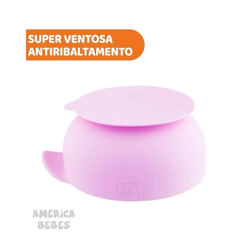 BOWL SILICONA ROSA 6 MESES + CHICCO