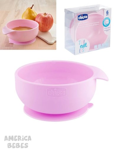 BOWL SILICONA ROSA 6 MESES + CHICCO